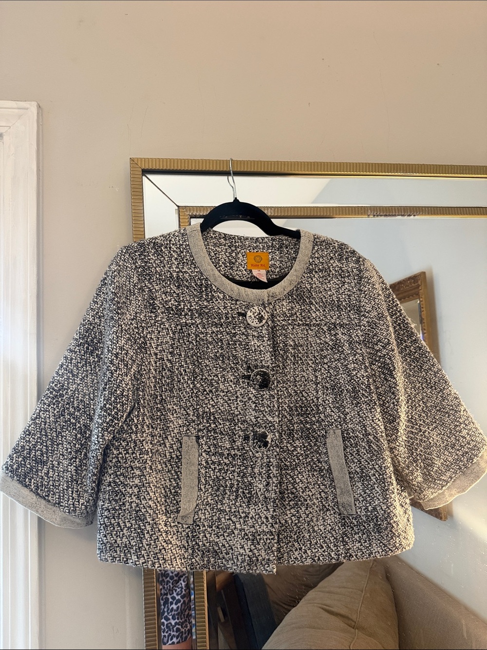 Ruby Rd. Tweed Button-Front Jacket - Gray & Cream